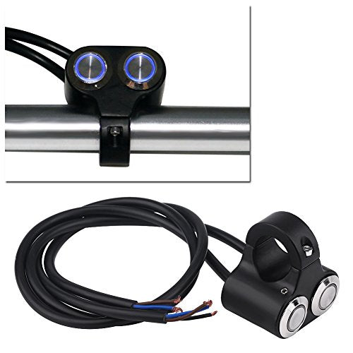 7/8 inch 22mm Motorfiets handgreep Schakelaar Koplamp Rem mistlichten AAN/UIT met controlelamp (handmatig blauw licht) 3