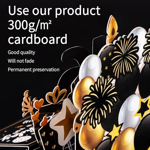 50 verjaardagskaarten met muziek - 50e verjaardag pop-up kaart met licht en interactieve kaarsen, verjaardagscadeau voor vrouwen en mannen, 3D wenskaart verjaardagscadeau 4