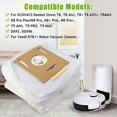 5 Pack Dust Bags For ECOVACS Deebot Ozmo T8, T8 Aivi, T8+ T8 AIVI+, T8MAX, N8 Pro Plus/N8 Pro, N8+ Plus, N8 Pro+, T9 AIVI T9 PRO T9 MAX DX93, DDX96, For Yeedi K781+ Stofzuigeronderdelen 3