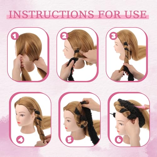 Heatless Curls Band met 1 haarspeld, 160cm Curlers Overnachting Krullen zonder warmte Curlers voor lang en kort haar, Heatless Curl Set voor lang en gemiddeld haar () 3