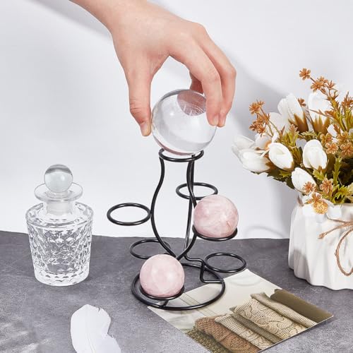 Crystal Ball Houders, 7 eieren Weergave Stand Zwarte ijzer Multi-Sphere Display Houder voor Crystal Ball Bol Bol Bol Home Office Decor Ornament, 12 x 10.5 x 14.2cm 3