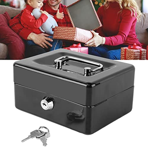 Metalen kluis, metalen kluis met slot, veilige draagbare kleine metalen doos met munten compartments 2 sleutelhouder voor persoonlijke spullen geld sieraden document 3