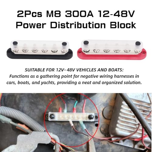 2 stuks M8 300A Bus Bar Messing Platen Roestvrij stalen Terminals Stroomdistributie Blok voor Auto's Auto's Boten Schepen