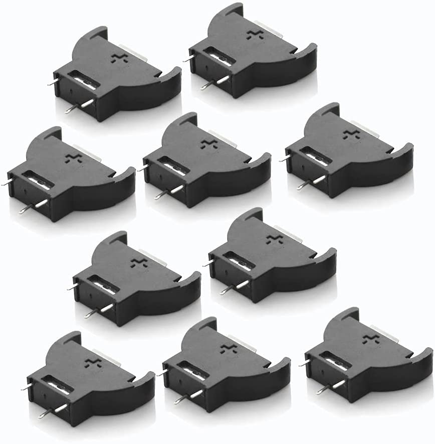 50 stuks CR2032 3V Button Cell Batterijhouder, verticale 3 Pin CR2032 Batterijhouder, Dip Type CR2032 Soldeer Montage Kabel, Batterij Compartiment CR zwart 3