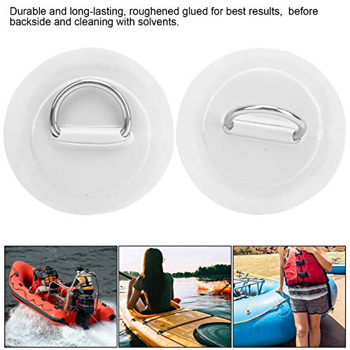 2 stuks Marine Vaste Buckle Paddle Board D-Ring Kajak D-Ring Pad Opblaasbare boot D-Ring Patch met Bungee Cord voor Marine Kayak(White) 4