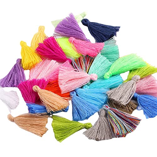 100 stuks Mini Tassels 3 cm Handgemaakt Katoen Kleine Tassels Hangers Kleurrijke Craft Brush Penselen voor DIY Tassen Oorbellen sieraden ketting DIY Craft Accessoires Kleurrijke