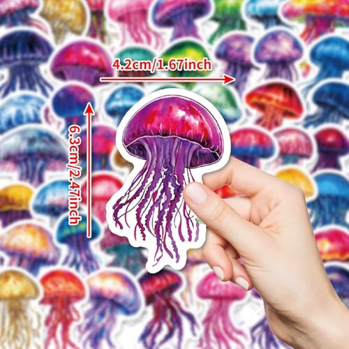 Jellyfish Stickers voor jongeren en volwassenen, 50 stuks, vinyl stickerset, auto, motorfiets, fiets, skateboard, snowboard, bagage, laptop, koffer, helm, motorfiets, computer 4