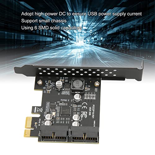 PCIe To USB 3.2 Gen 1 Card, PCIe To USB 3.2 Gen 2 Adapter Card 2 USB3.2 GEN1 19PIN PCI Express (PCIe) Uitbreidingskaart USB Card voor Desktop PC Ondersteuning Windows(19 Pin Black Board) 3