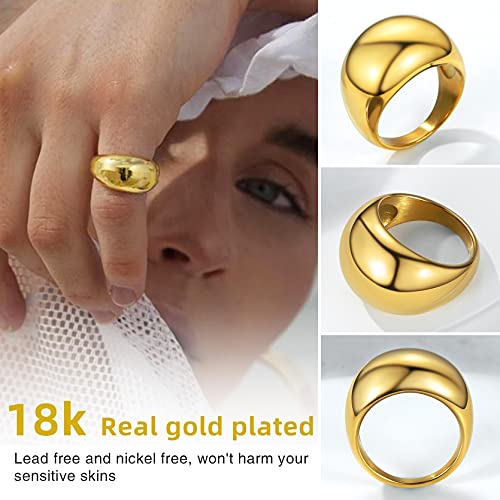 Sieraden roestvrij staal gepolijste dome ringen voor vrouwen meisjes, grootte J-Z1⁄2, dikke dikke duim ring, kan worden gegraveerd