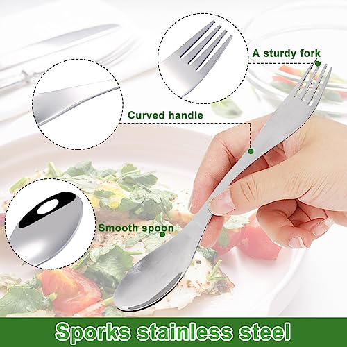 Göffel Camping Bestek Herbruikbare Sport Roestvrij staal Portable Travel Bestek met Bestek Bag voor Picknick, Outdoor Reizen (Groen 3