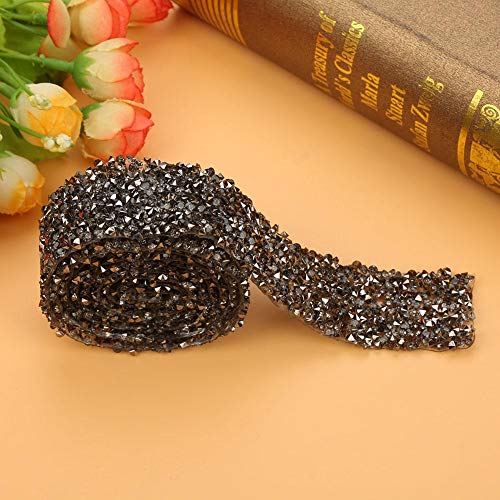 1 Yard 30mm Rhinestone Ribbon Wrap Diamant Mesh Wrap Roll Sparkle Crystal Decoraties voor bruiloft verjaardag Gift Wrap(Grey) 4