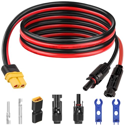 Solar Connector aan XT60 Vrouwelijke Laadkabel voor zonnepanelen, 12 AWG Solar Panel Kabel voor draagbare elektriciteitscentrale, zonnegenerator (1m)