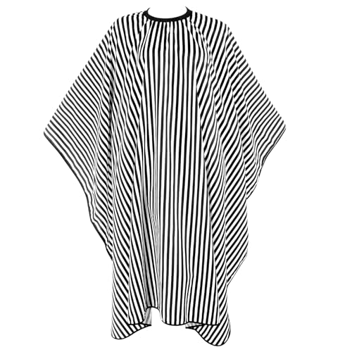 Kapper Cape 160x140cm Barber Cape Barber Cape Barber Accessoires Barber landschap met Press Studs verstelbare nek Barber landschap voor vrouwen mannen kapper zwart en wit strepen, 18, zwart en wit