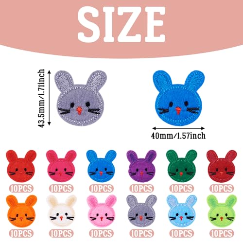 120 st. Konijn hoofd naaien op patches, diverse cartoon konijn konijn geborduurd ijzer op kleding Patches Appliques voor kostuum decoratie reparatie 3