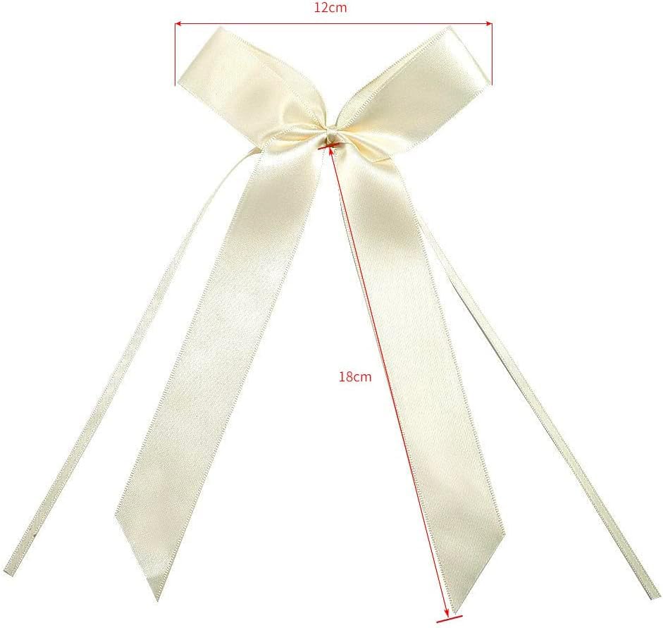 50 st Auto Bows Antenna Bows Handgemaakte Satin Polyester Lint Decoratieve Bows Auto sieraden Bruidspaar bruiloft Bows Party Verjaardag Cadeauverpakking Beige