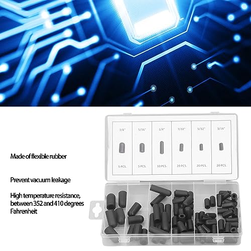 80 stuks Vacuüm Hoed Plug Assortiment Kit Rubber Leakage Prevention Heat Resistant with A Storage Box 5/32in to 3/8in Black