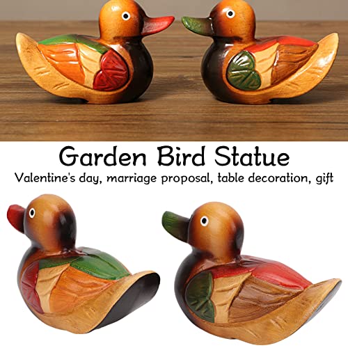 2 st. Mandarin eendenbeeldjes, houten hand geschilderd figuren tuin Bird Ornament Art Beelden voor Outdoor Collectible Decor 4