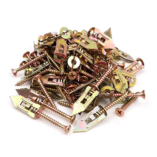 Zee 50 stuks Zelfboren gipsplaten Ankeren met schroeven, Holle wandanker gemaakt van Carbon Steel Plate Schroef met Schroefset voor gipsplaten bevestigingen 3