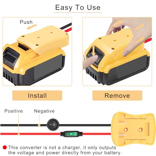 Verpakking van 2 Dewalt Batterij 20 V 18 V Power Inverter voor DIY RC Truck Car Light met 12 AWG Bedrading Hang, Switch en Fuse 4