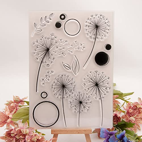 Bloemen Siliconen Stempels Stamp Set Heldere Stempel Bloemen en Bladeren Herfst Siliconen Transparante Stempel Dandelion en Veren Duidelijke Stempels Set Vintage Stempel voor DIY Bullet Journal