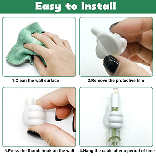 Zelfklevende kleine handhaak, 12 stuks Creatieve duimen omhoog muurhaak Zelfklevende haken Siliconen Kabel Neat Clips Handdoek Sleutel Kabel Organisatoren voor Keuken Badkamer Office 5