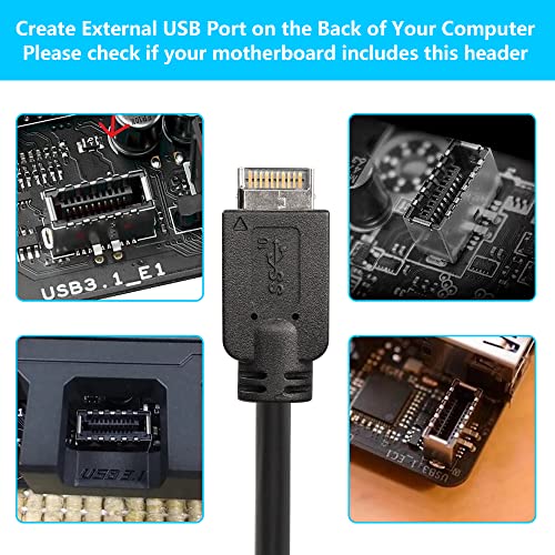 USB 3.1 Front Panel Type E naar USB A 3.0 Conversion Cable,Type E Man naar USB Een Man 5Gbps Gegevenskabel-1.6FT 5