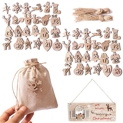 2 stukken advent kalender nummers hout nummer 1-24 kerst ambachten (0,1 kilogram)