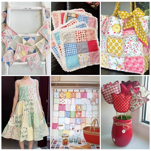 7 vellen Katoen Stof 25 x 25 cm Bloemen Quilt Stof Gecheckt en Dots Patchwork Accessoires Naaimateriaal DIY Ambachten Kokosbruin 3