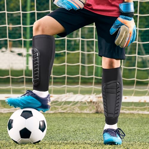 Voetbalscheenbeschermers, universele kuitbeschermingers voor kinderen van 30 - 38 cm, voetbal, elastischescheenschermers voor voetbal, mandbal, fietsen 5