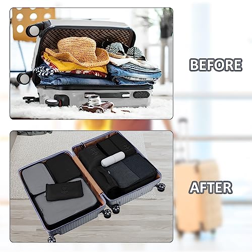 Koffer Organisator Set, Kleding verpakking tassen, Kleding tassen voor koffer, 9-Piece waterdichte verpakking tassen, koffer Organisator, pak tassen Set met cosmetische tas, Schoen zak (zwart) 5