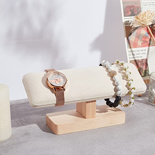 Houten Watch Display Stand, T-Bar armband houder Faux Suede sieraden Organisator houder verwijderbare Bangle Hangers Enkelband Tower Rack voor thuisgebruik, Retail Weergave verkoop, Gainsboro 5