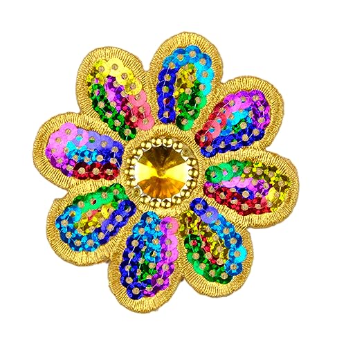 Verpakking van 10 7,5 cm Flower Patches Iron On Glitter Sequins Geborduurde Patches voor Naaien op Patch Stickers Reparatie Decoratie DIY Accessoires voor Jurken Jeans