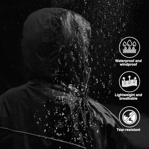 Heren regenjas Waterdicht Lichtgewicht Waterdicht Opvouwbare regenjas met Hood Bike Rain Windbreaker voor Wandelen Running Outdoor 5