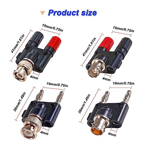 BNC Plug naar Dual Banana Adapter Set, BNC Plug naar Dual Banana Plug 4mm en BNC Socket naar 4mm Double Banana Plug (4PCS)