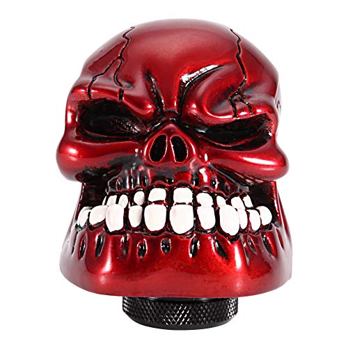 Shift Knob Head, Car Shift Knob Skeleton schedel hoofd auto gewijzigd Shift Knob Stick Lever Shifter Universal(Rood)