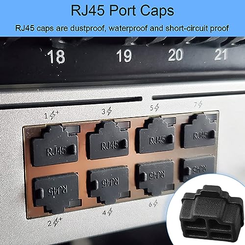 RJ45 Cap Port Cover Ethernet Hub Siliconen Anti-Dust Protector, RJ45 Plug Vrouwelijke Cap voor Cat7 Cat6e Cat5e Cable Connector, voor Switches TV Computer, zwart wit, 100st 3