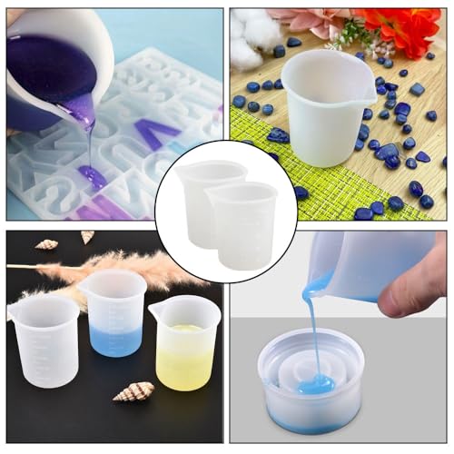 Verpakking van 10 Siliconen meetbekertjes, 100 ml Siliconen beker voor het uitgieten, Siliconen bekers Non-Stick Mixing Cup, Siliconen Epoxy Resin Cup met 20 Pipetten voor DIY Crafts 5