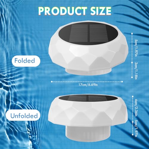 Zonnezwevende pool verlichting, IP68 waterdichte pool Chloor Float, 8 RGB kleur zwembad licht met afstandsbediening, Gemakkelijk open pool tablet houder, Chloor Tablet