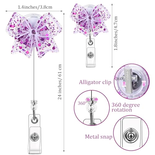 Grappig intrekbare sleutelhanger Bow Nurse Badge Reel, schattig werk Badges houder Clip, Sparkling ID kaart Badges Rolls verpleegster student medische werknemer Doctor ID naam