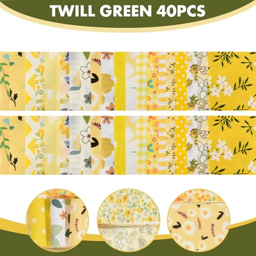 40 Rolls Katoen Quiltstof Bloempatronen, 20 Styles Pre-Cut 2.5 x 19.69 Inch Fabric Strips voor DIY Crafts Naaien, Poppenkleding, Kussendecoratie (Geel, 6 x 50 cm, 2 4