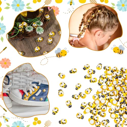 100 st. Minihars dieren Zelfklevende kleine houten hommels voor ambachten, bijen decoratie geschilderd Flatback ambachtelijke bijen voor scrapbooking Baby verjaardag feest decoratie 3