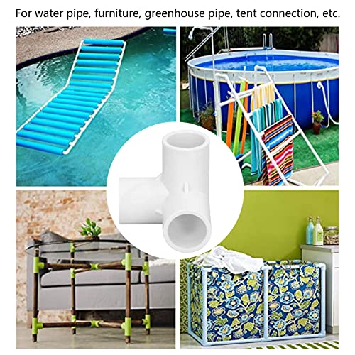 3 Way Tube Fittings, 10PCS Quick Reducing Pipe Connector, 3 Way Pipe Fittings PVC Kunststof rechterhoek T hoek Connector 20mm binnen(White)