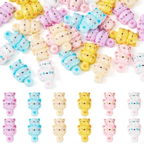 30 stuks Cat Cabochons Assorted Color Kitten Pet Cabochons 29,5mm Flatback Animal Opaque Resin Embellishment Voor Scrapbooking sieraden telefoon geval Haarspeld Vrouwen accessoire ambacht