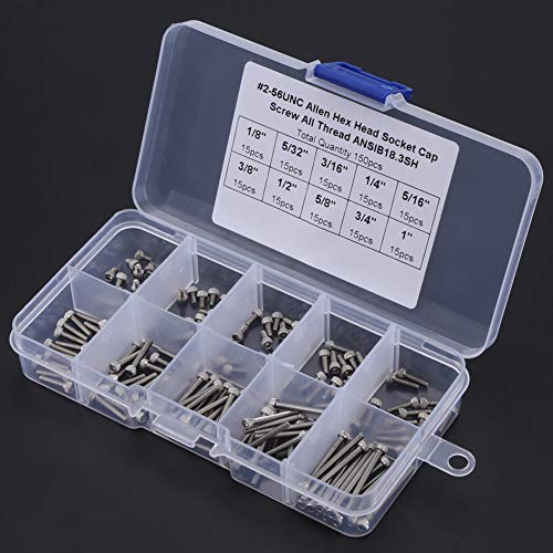 Vitic Metal 150st 9 maten Hex Schroeven Assortiment set met plastic doos #2-56c Visserij+Anglaise