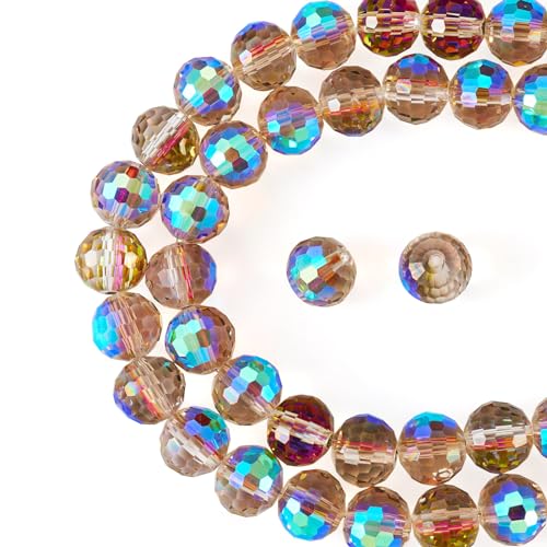 2 Strands 10mm Crystal Glazen Kralen AB Kleur Facet Ronde Glazen Spacer Kralen Bulk voor Wind Chime Suncatcher sieraden maken, Camellia