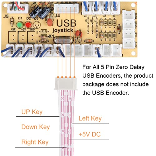5Pin Cable voor Mayflash F300 Joystick voor SANWA Joystick, JST XH 2.54mm 0.1" Pitch Vrouw naar Vrouwelijke Connector Adapter voor Zero Delay USB Encoder, 20cm, 20PCS 5