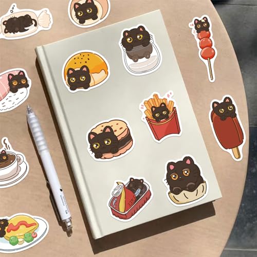 Zwarte kattenstickers voor jongeren en volwassenen, 50 stuks, zwarte kat, vinyl stickerset, auto, motorfiets, fiets, skateboard, snowboard, bagage, laptop, koffer, helm, motorfiets, computer