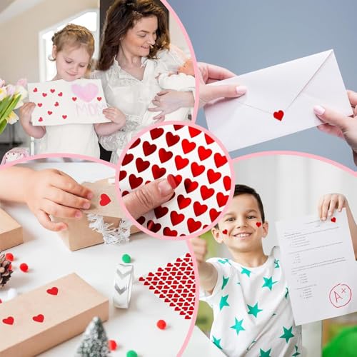 1200 Pieces Heart Stickers, Red Heart Stickers, 1 cm, Small Heart Stickers, Self-Adhesive Heart Stickers, Funny Heart Stickers, voor Uitnodigingsstempels, Cadeauverpakking 4