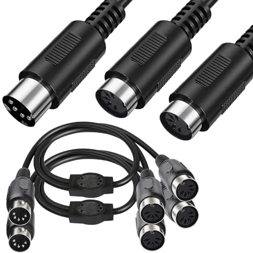 MIDI Cable 5 Pin Plug naar Dual DIN-MIDI Socket, 5 Pin DIN naar XLR Y Splitter voor MIDI Keyboard, MIDI Guitar (2 PCS)