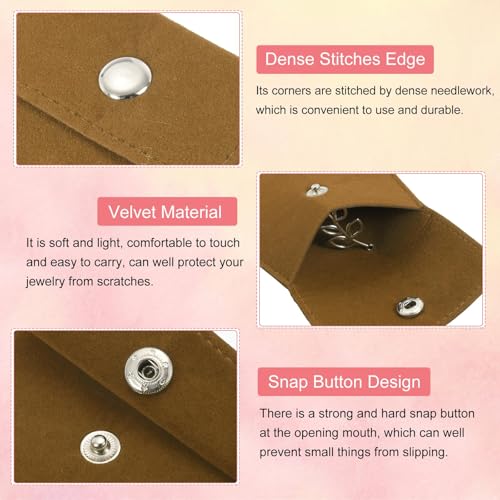 3x7 Inch sieraden zak, 4 Pack fluweel zakjes Snap knoop draagbare opslagzak voor oorbellen armbanden ketting ringen horloge, geel 3